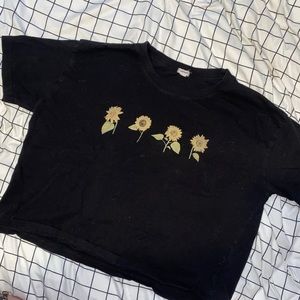 black cropped garage sunflower top